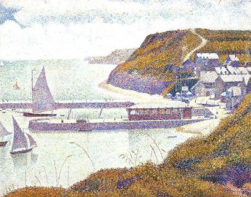 little dog 1888 Painting - harbour at port en bessin at high tide 1888